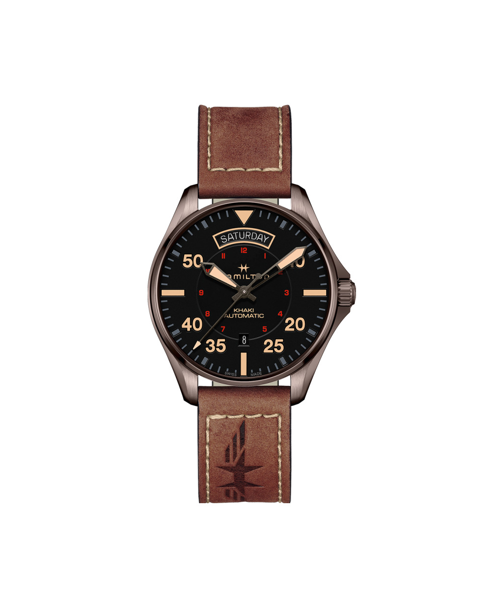 Reloj Hamilton Khaki Aviation Day Date Auto Marrón Reloj Hamilton Khaki Aviation Day Date Auto Marrón