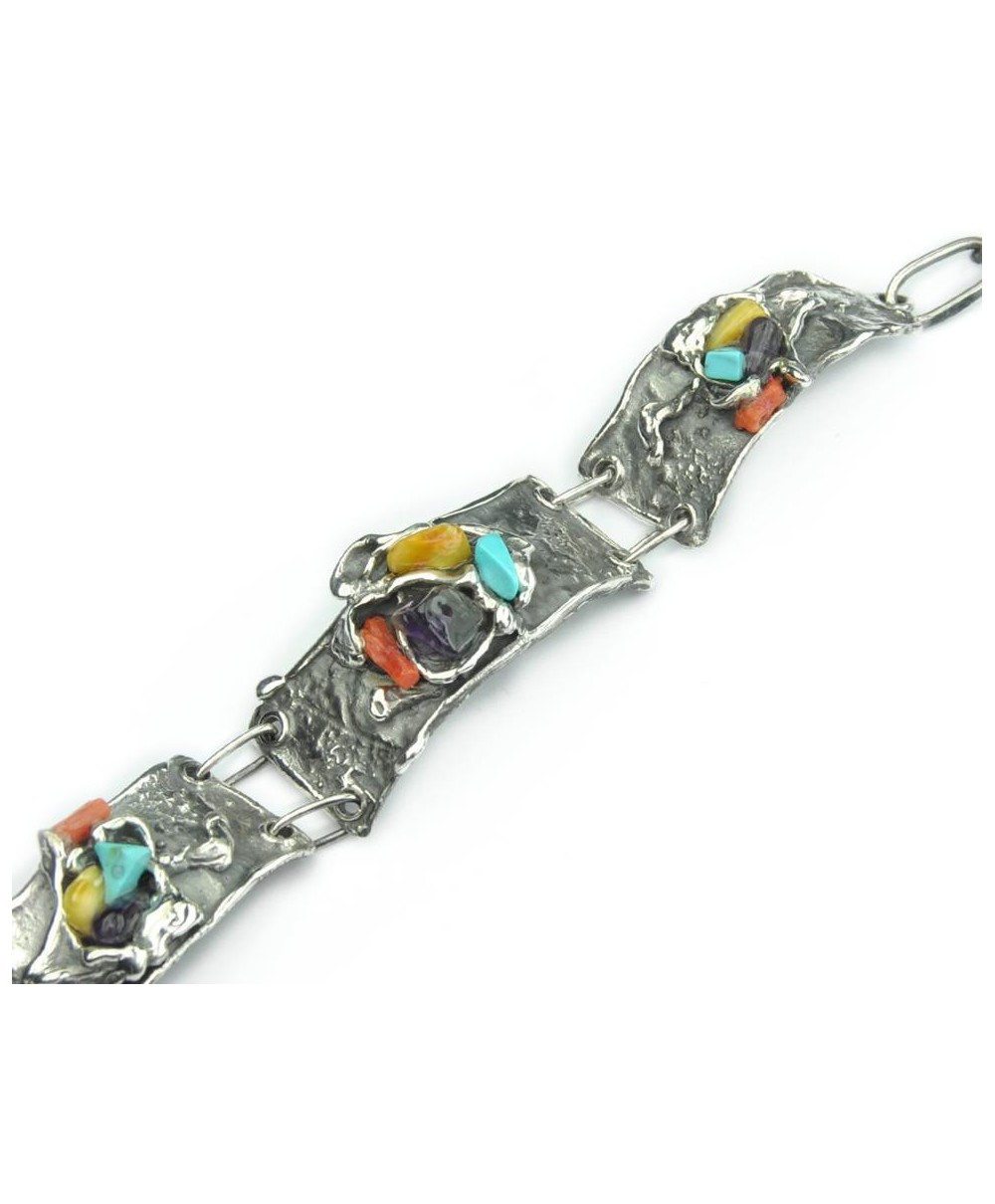 Pulsera de plata de ley y minerales naturales de La Perionda Pulsera de plata de ley y minerales naturales de La Perionda