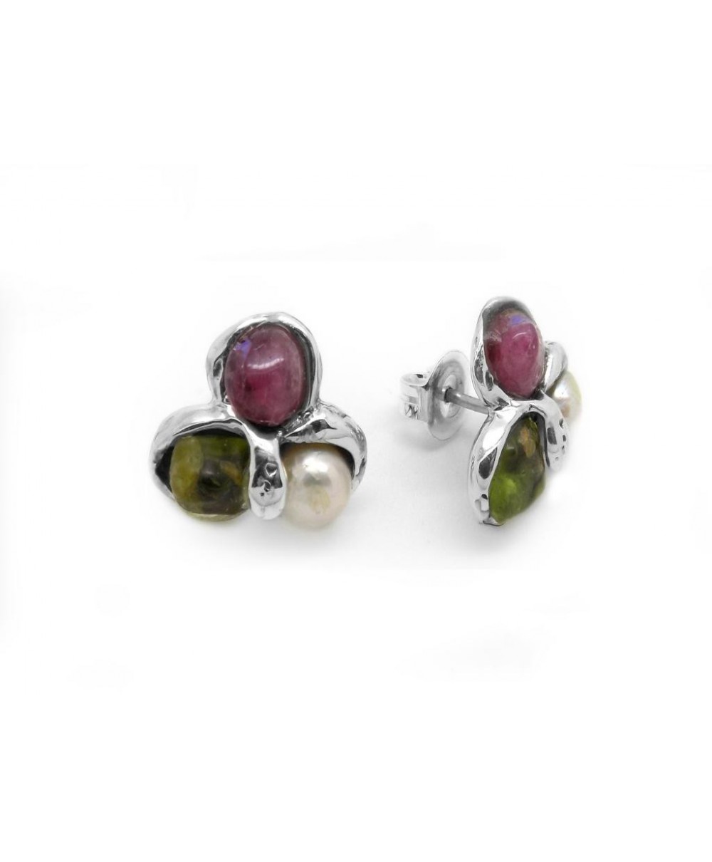 Pendientes Plata Turmalina y Perla de La Perionda Pendientes Plata Turmalina y Perla de La Perionda