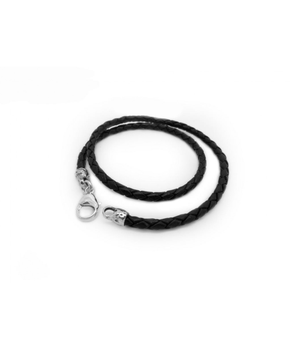 Cordón de Cuero Negro Trenzado de La Perionda Cordón de Cuero Negro Trenzado de La Perionda