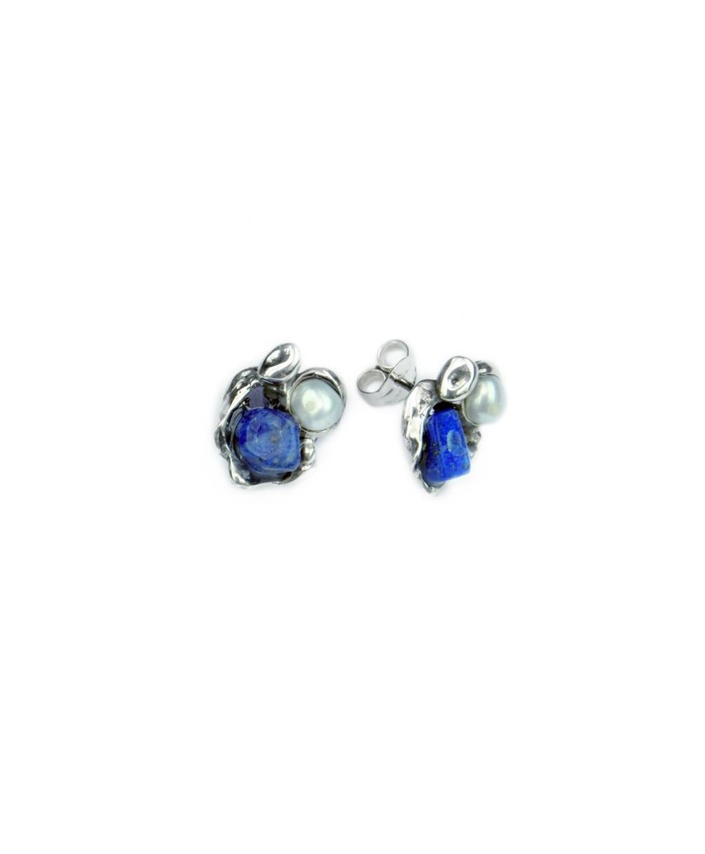Pendientes Plata de Ley con Perla y Lapis de La Perionda Pendientes Plata de Ley con Perla y Lapis de La Perionda