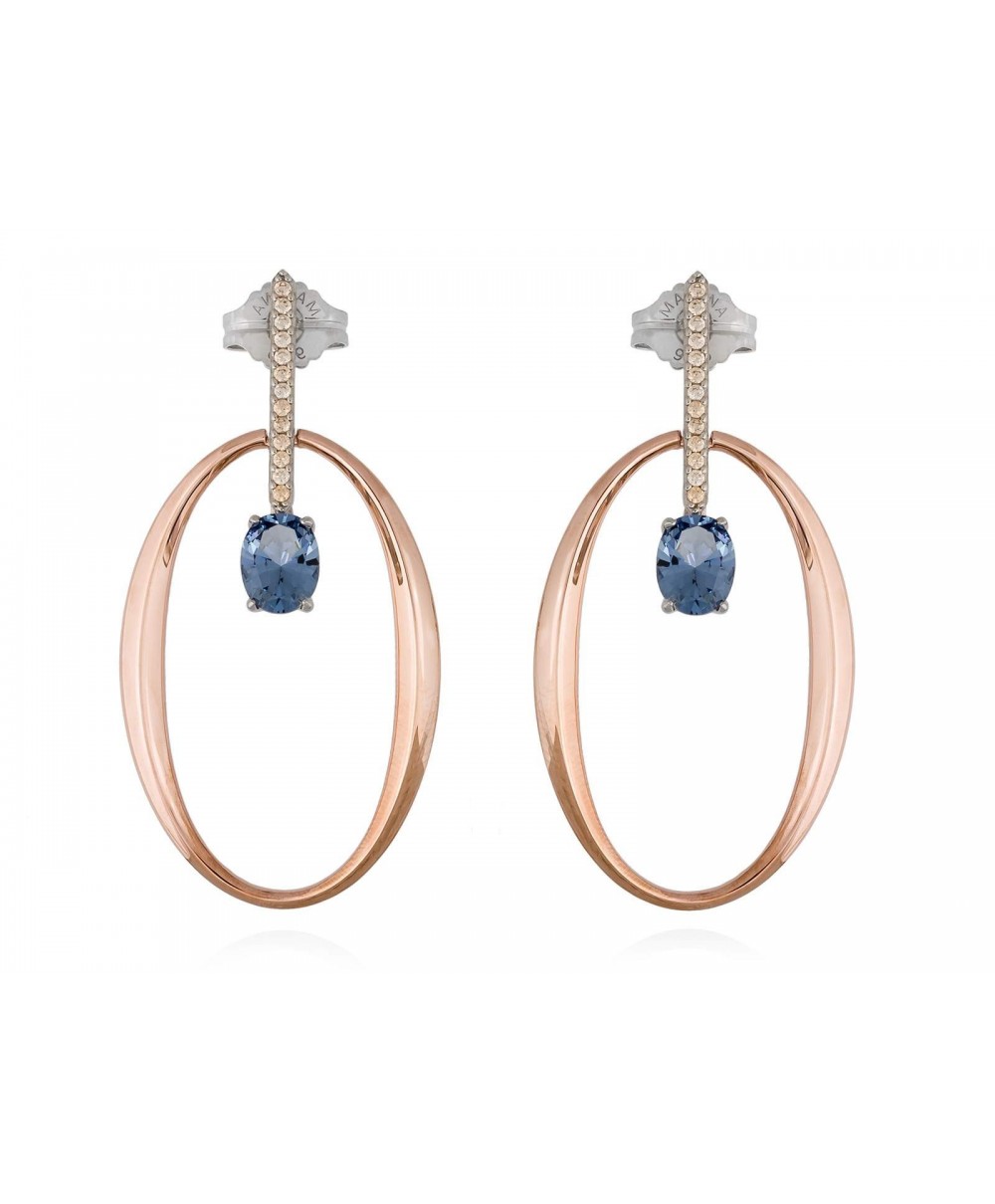 Pendientes San Remo Azul en Plata Rosa de Marina García Pendientes San Remo Azul en Plata Rosa de Marina García