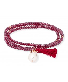 Pulsera Zen Rojo en Plata Rosa