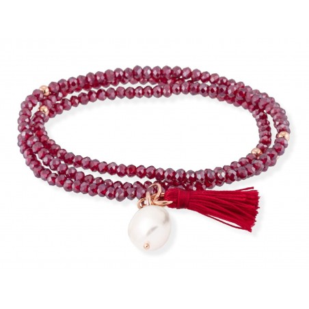 Pulsera Zen Rojo en Plata Rosa