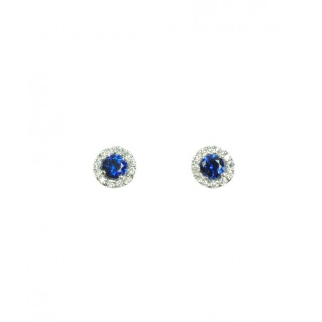 Pendientes Oro Blanco con Brillantes y Zafiros 516858-BZ