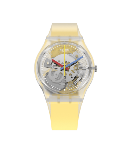 Reloj Swatch Clearly Yellow Striped GE291