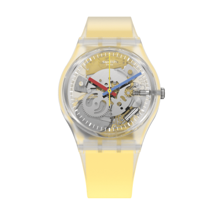 Reloj Swatch Clearly Yellow Striped GE291