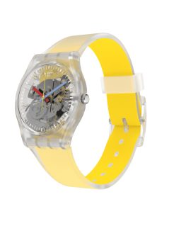 Reloj Swatch Clearly Yellow Striped GE291