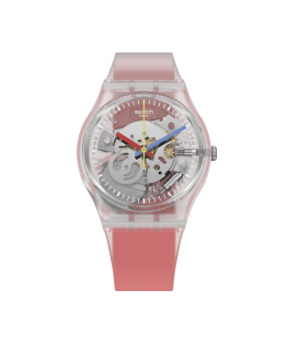 Reloj Swatch Clearly Red Striped GE292
