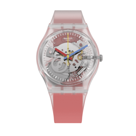 Reloj Swatch Clearly Red Striped GE292