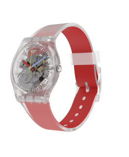 Reloj Swatch Clearly Red Striped GE292