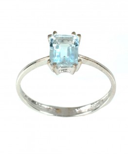 Sortija Oro Blanco y Aguamarina de 7x5 307561-A de Joyería Roberto