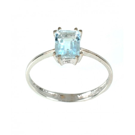 Sortija Oro Blanco y Aguamarina de 7x5 307561-A de Joyería Roberto