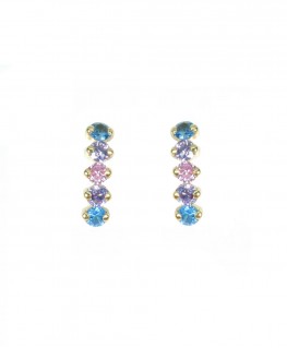 Pendientes Oro Amarillo y Piedra Color 12mm de Joyería Roberto