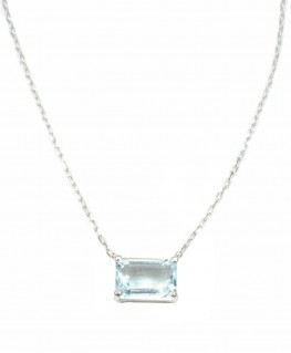 Colgante Oro Blanco y aguamarina + Cadena de Oro Blanco de Joyería Roberto