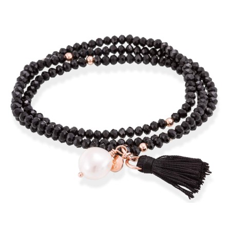 Pulsera Zen Negro en plata Rosa 90019UP