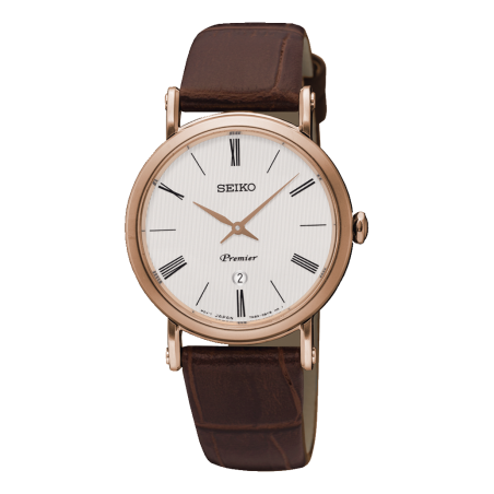 Reloj Seiko Premier Extraplano Cuarzo IP Rosé SXB436P1
