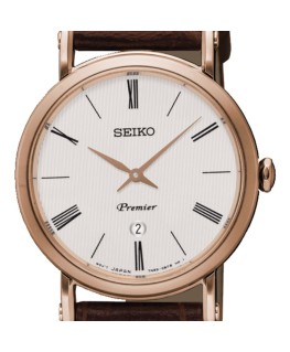 Reloj Seiko Premier Extraplano Cuarzo IP Rosé SXB436P1